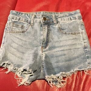 SHEIN Light Blue Distressed Denim Shorts